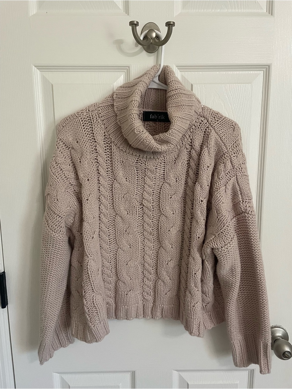 fab'rik Taupe Cable Turtleneck Sweater